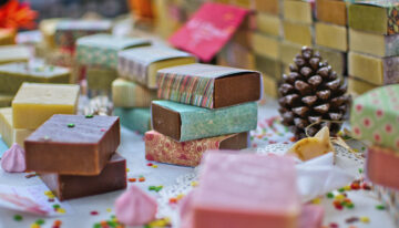 Assorted-color bar soap. Original public domain image from Wikim